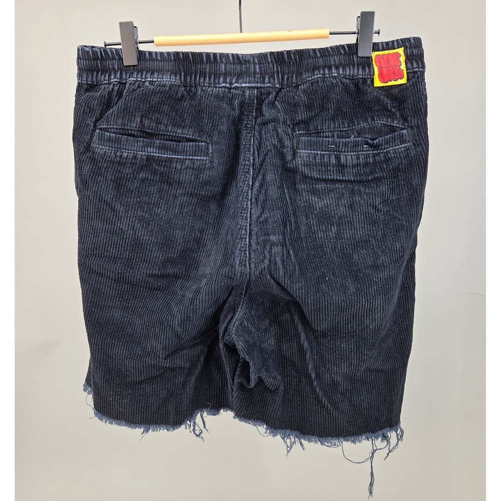 Empyre Corduroy Shorts Mens Size M Black Raw Hem Drawstring Skate Gorpcore Retro